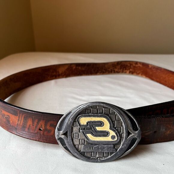 Vintage NASCAR Dale Earnhardt Leather Belt with #3 Buckle Collectible Novelty - Picture 2 of 10